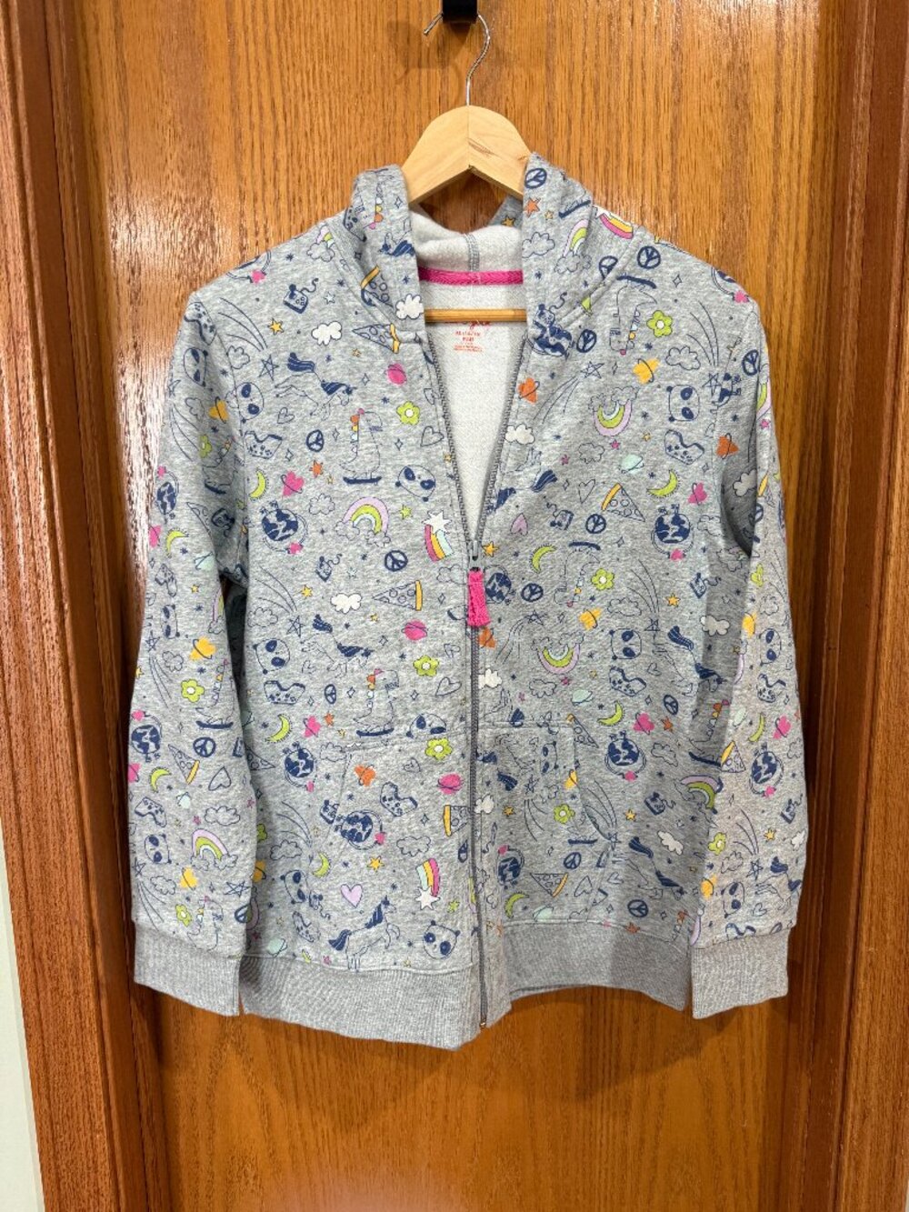 Girl's Cat & Jack XL (14/16) Plus Colorful Doodle Zip-Up Hoodie
